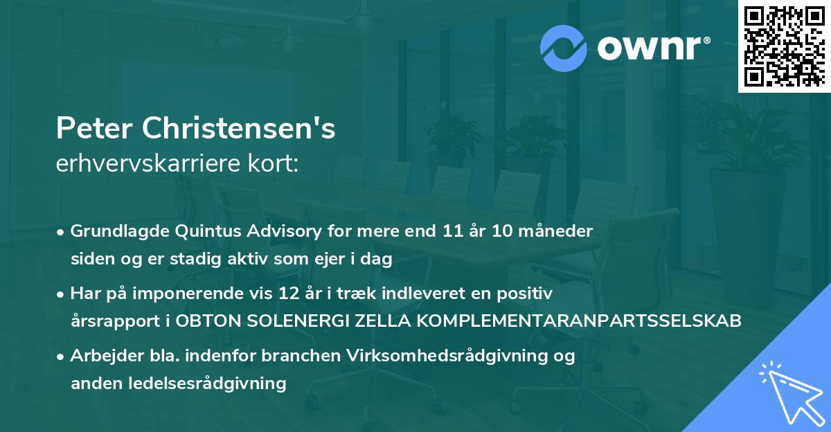 Peter Christensen's erhvervskarriere kort