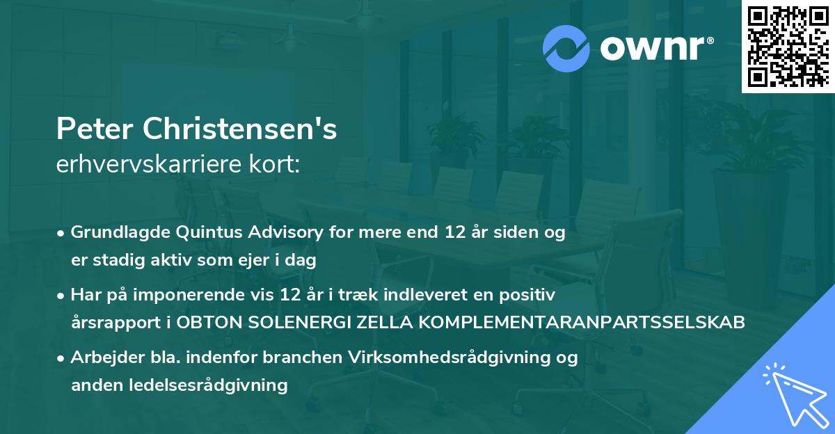 Peter Christensen's erhvervskarriere kort