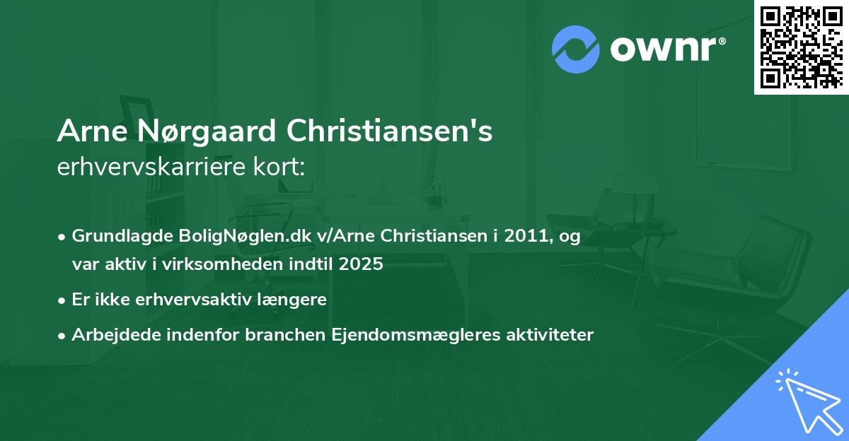 Arne Nørgaard Christiansen's erhvervskarriere kort