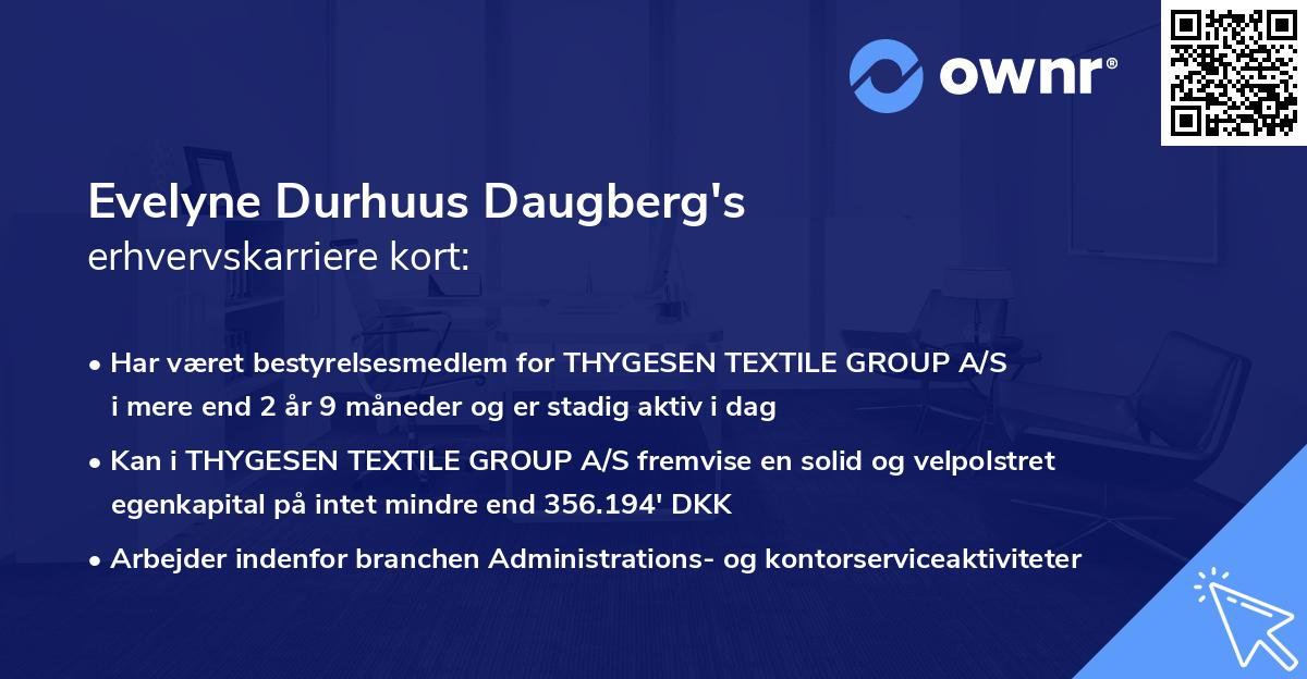 Evelyne Durhuus Daugberg's erhvervskarriere kort