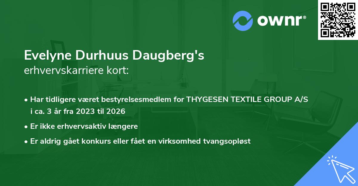 Evelyne Durhuus Daugberg's erhvervskarriere kort