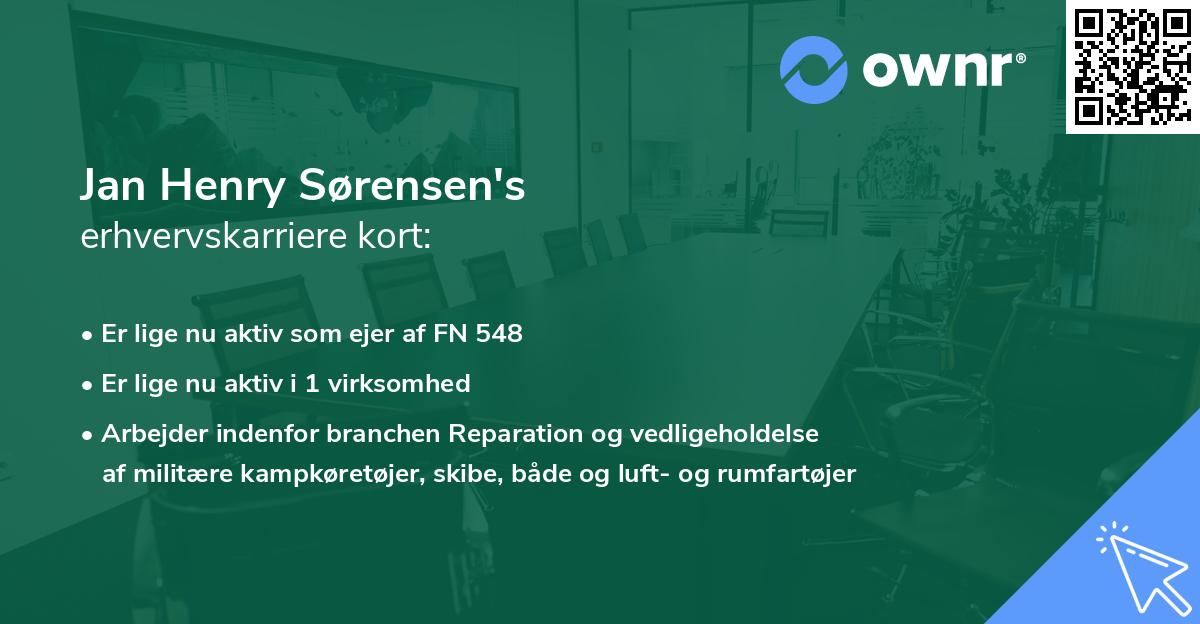 Jan Henry Sørensen's erhvervskarriere kort