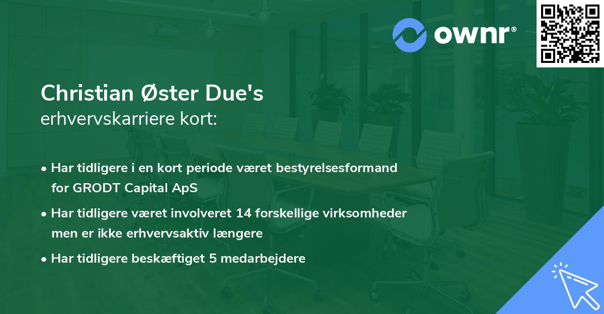 Christian Øster Due's erhvervskarriere kort