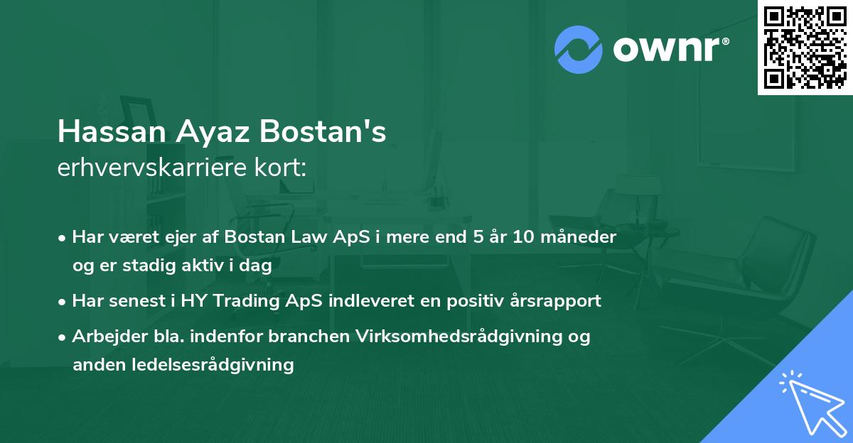 Hassan Ayaz Bostan's erhvervskarriere kort