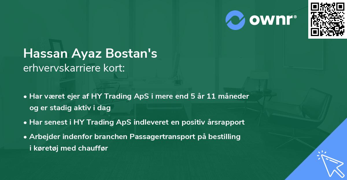 Hassan Ayaz Bostan's erhvervskarriere kort