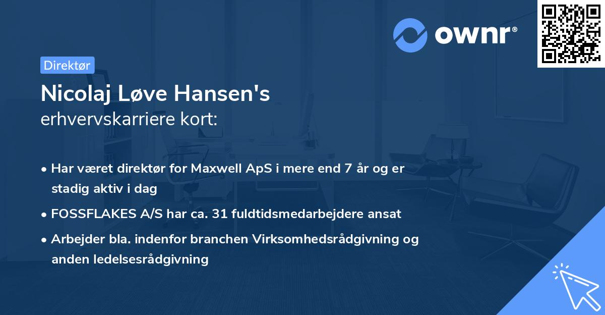 Nicolaj Løve Hansen's erhvervskarriere kort