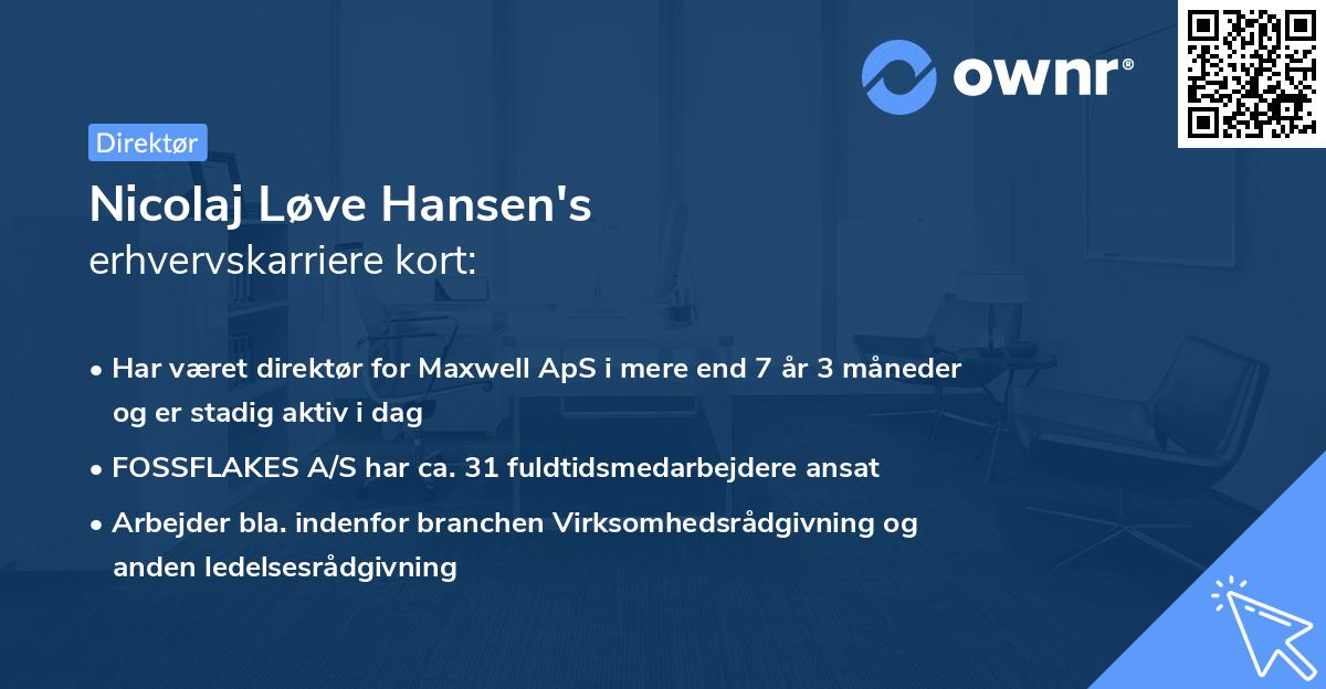 Nicolaj Løve Hansen's erhvervskarriere kort
