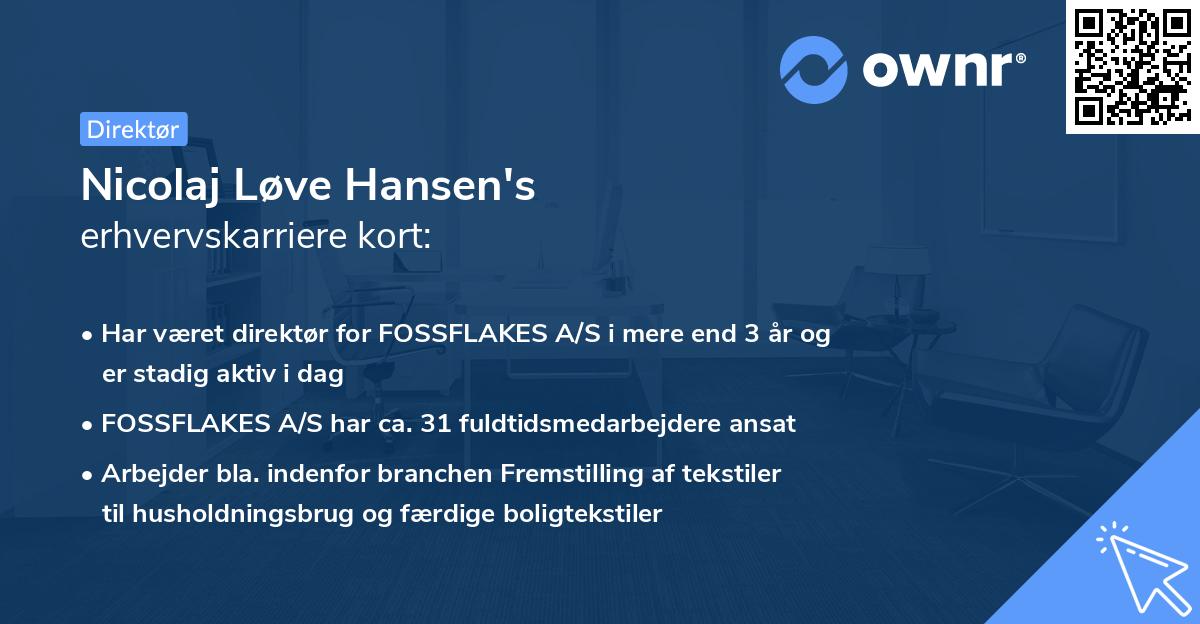 Nicolaj Løve Hansen's erhvervskarriere kort