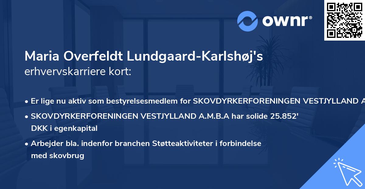 Maria Overfeldt Lundgaard-Karlshøj's erhvervskarriere kort