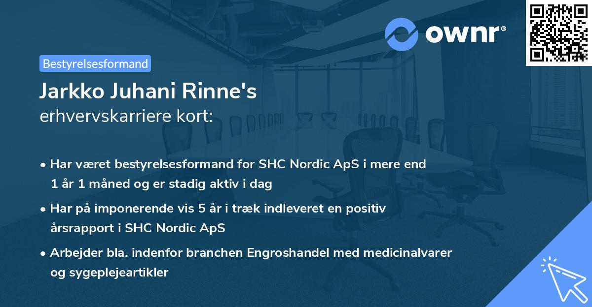 Jarkko Juhani Rinne's erhvervskarriere kort