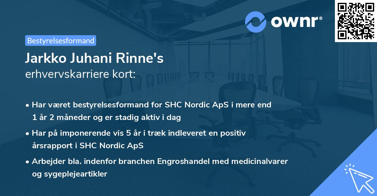 Jarkko Juhani Rinne's erhvervskarriere kort