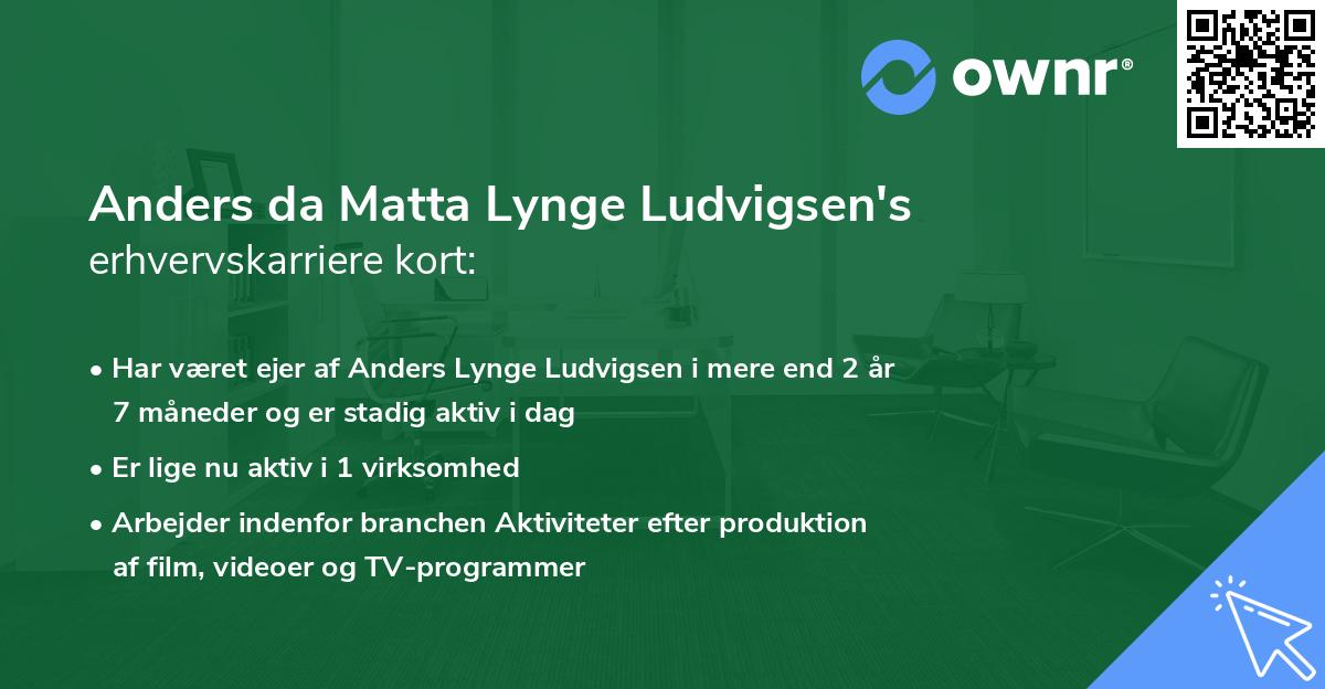 Anders da Matta Lynge Ludvigsen's erhvervskarriere kort