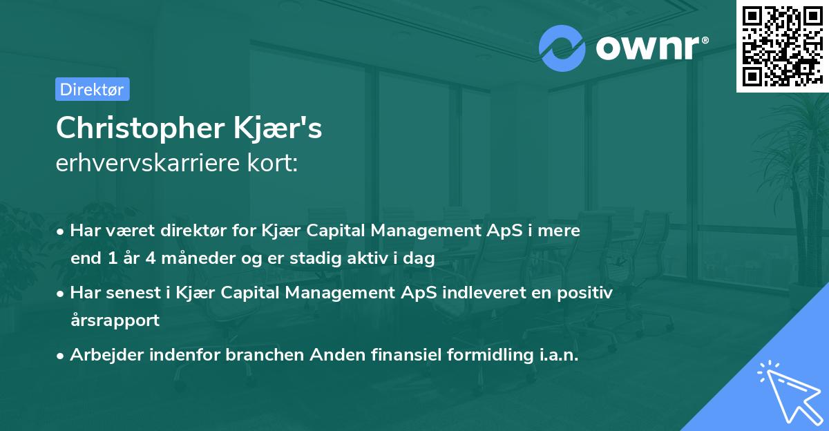 Christopher Kjær's erhvervskarriere kort