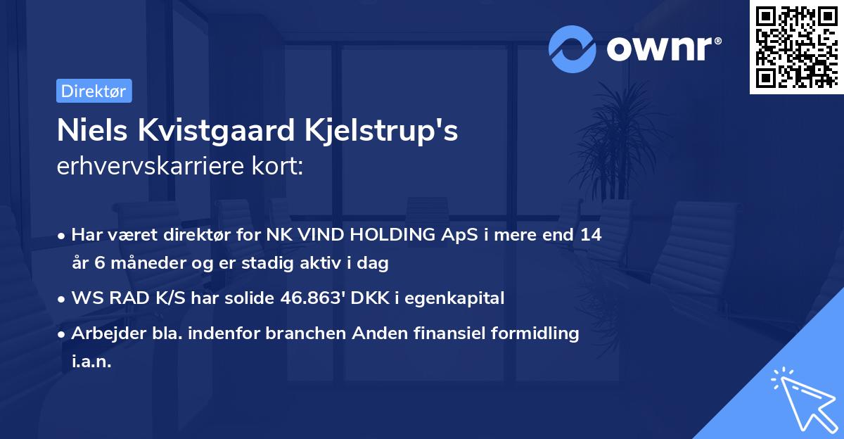 Niels Kvistgaard Kjelstrup's erhvervskarriere kort