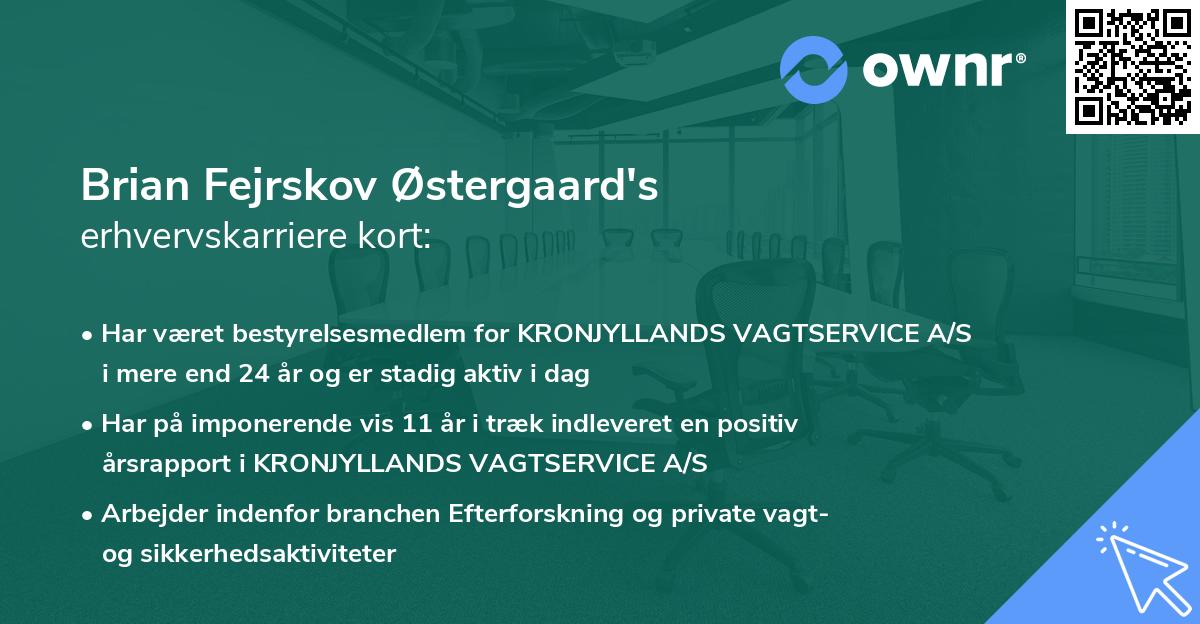 Brian Fejrskov Østergaard's erhvervskarriere kort
