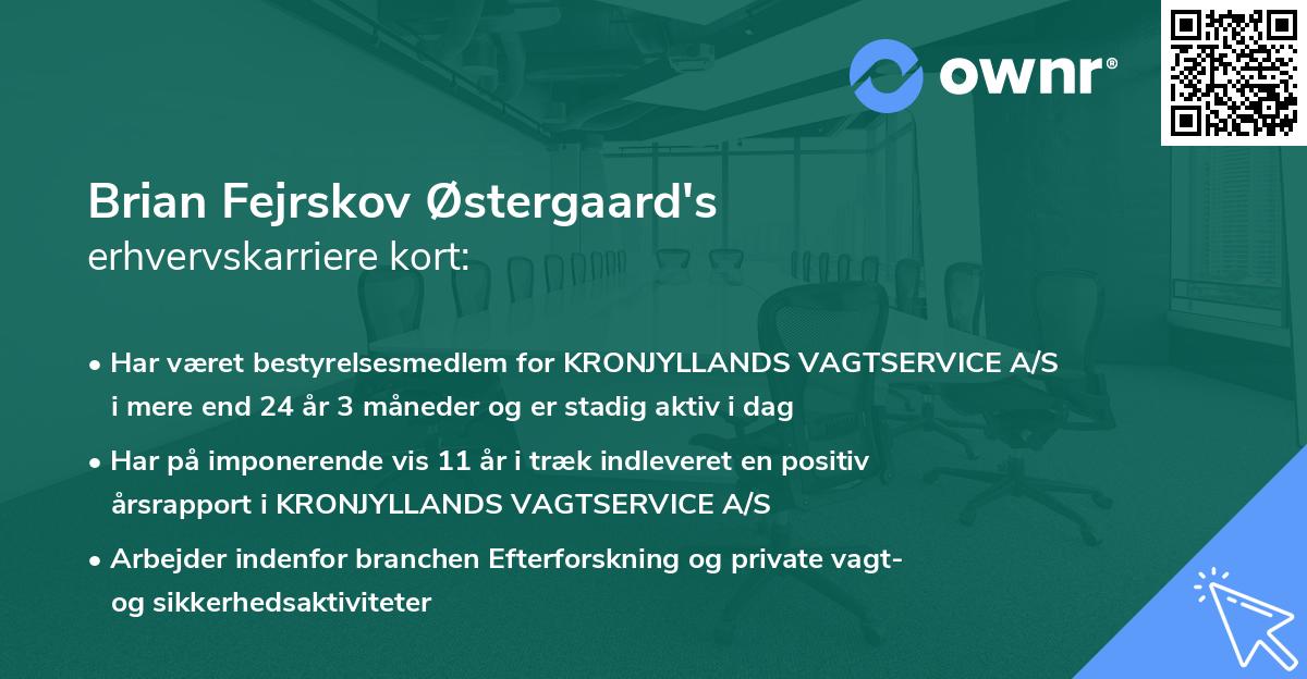 Brian Fejrskov Østergaard's erhvervskarriere kort