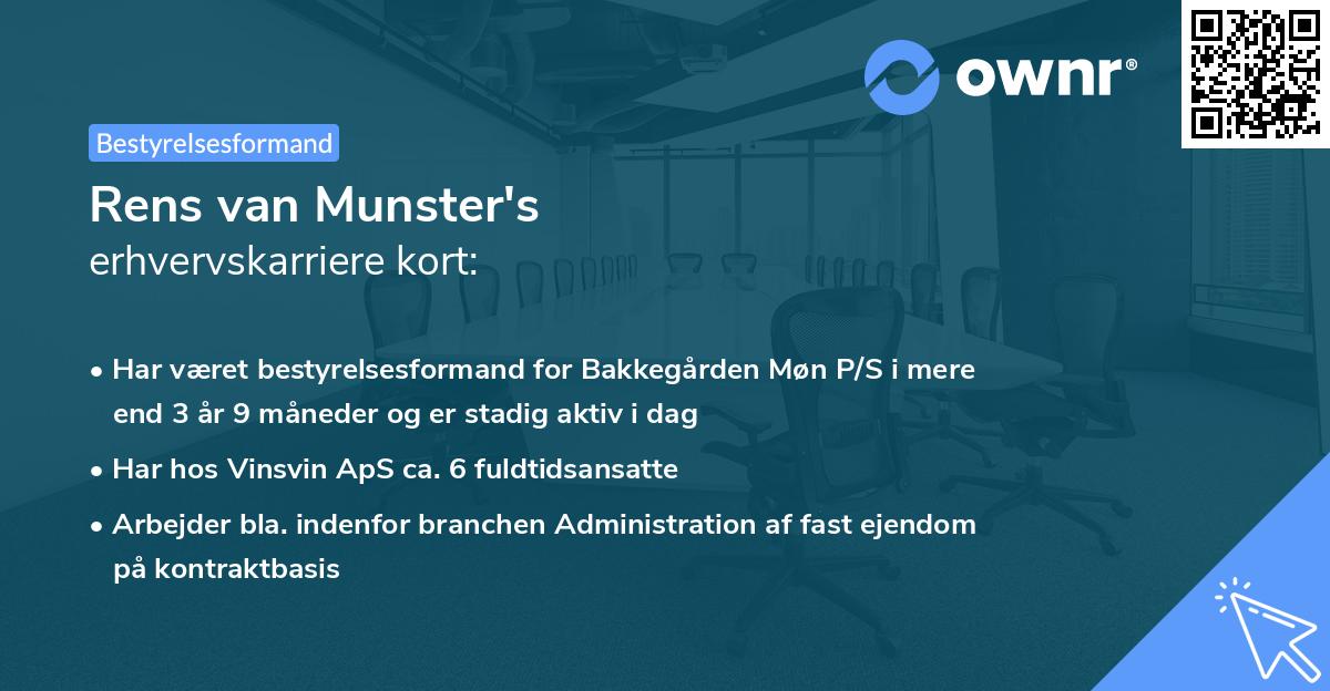 Rens van Munster's erhvervskarriere kort