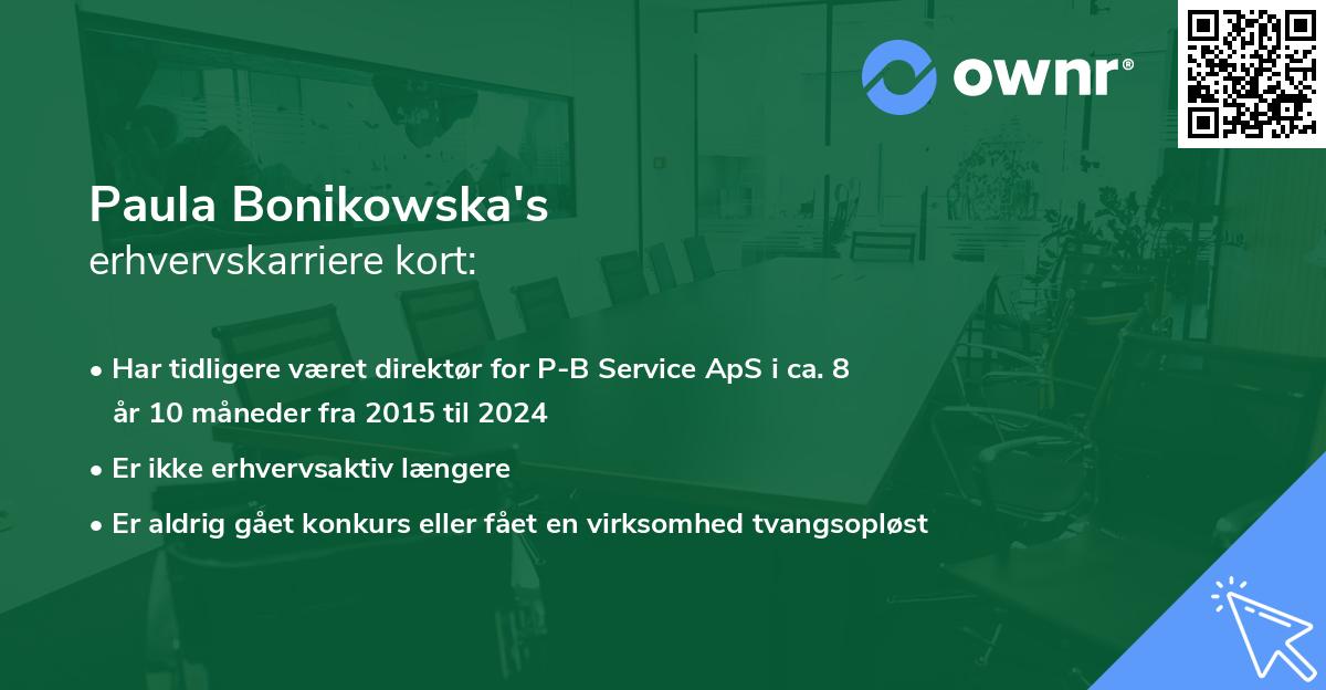 Paula Bonikowska's erhvervskarriere kort