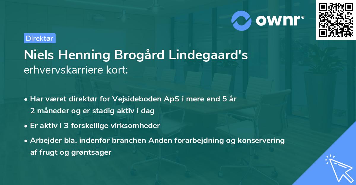 Niels Henning Brogård Lindegaard's erhvervskarriere kort