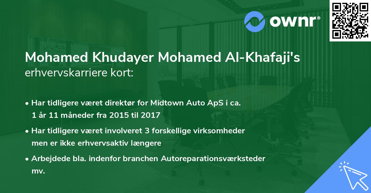 Mohamed Khudayer Mohamed Al-Khafaji's erhvervskarriere kort