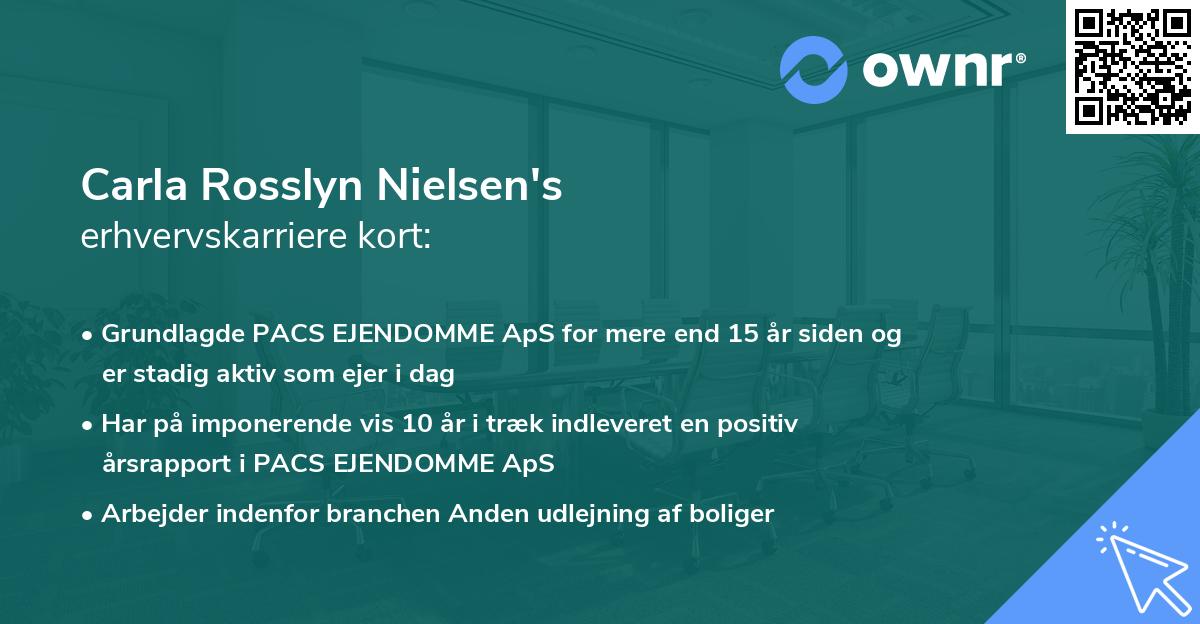 Carla Rosslyn Nielsen's erhvervskarriere kort