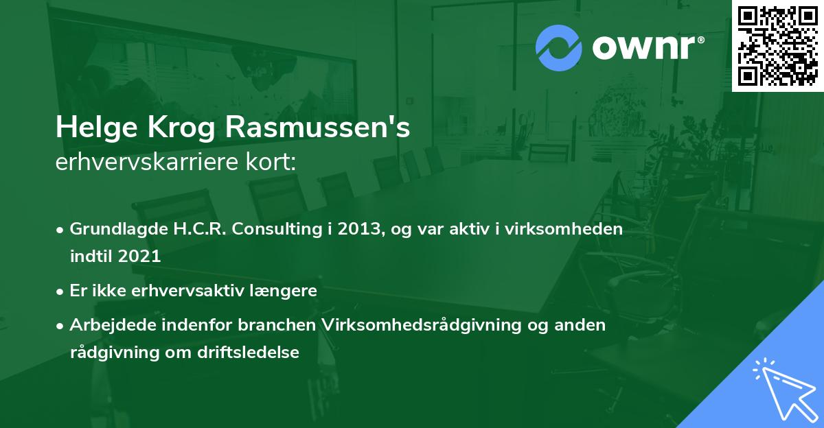 Helge Krog Rasmussen's erhvervskarriere kort