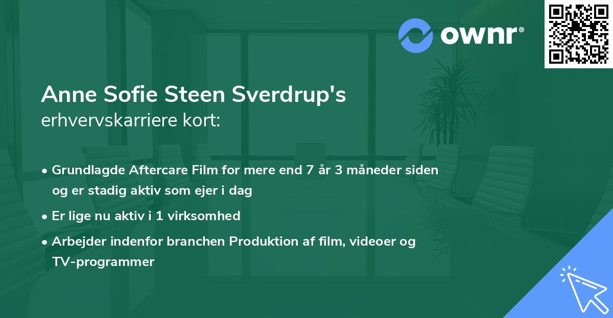 Anne Sofie Steen Sverdrup's erhvervskarriere kort