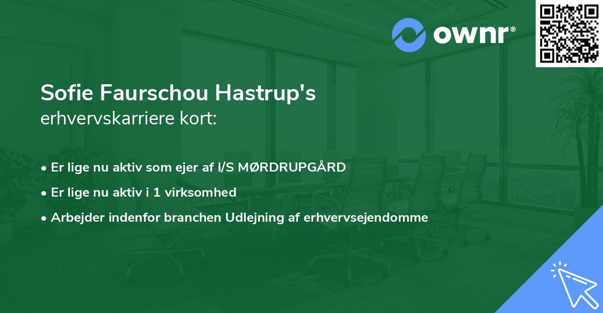 Sofie Faurschou Hastrup's erhvervskarriere kort