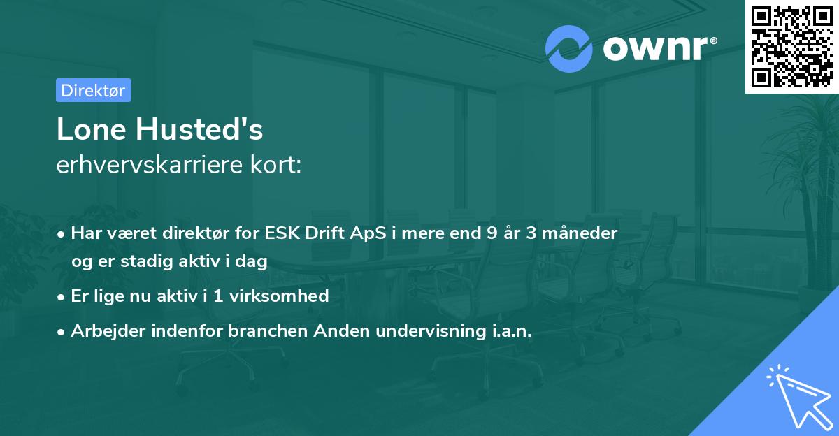 Lone Husted's erhvervskarriere kort