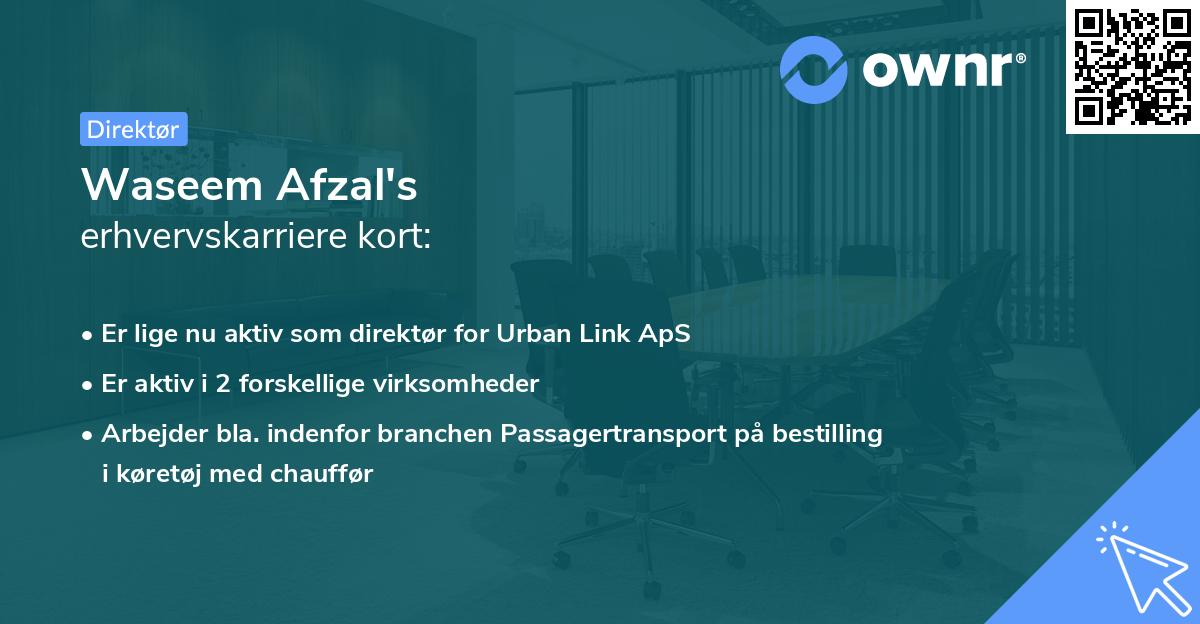 Waseem Afzal's erhvervskarriere kort