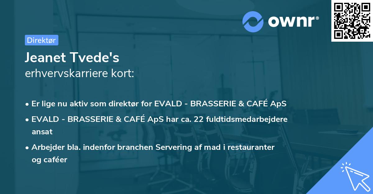 Jeanet Tvede's erhvervskarriere kort