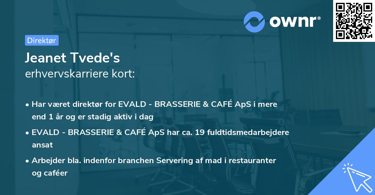 Jeanet Tvede's erhvervskarriere kort