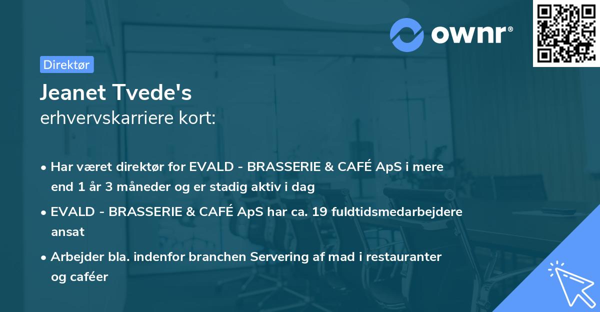 Jeanet Tvede's erhvervskarriere kort
