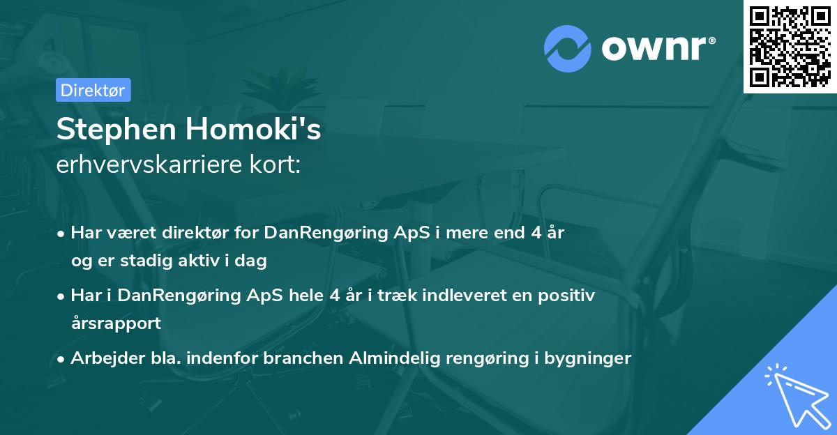 Stephen Homoki's erhvervskarriere kort