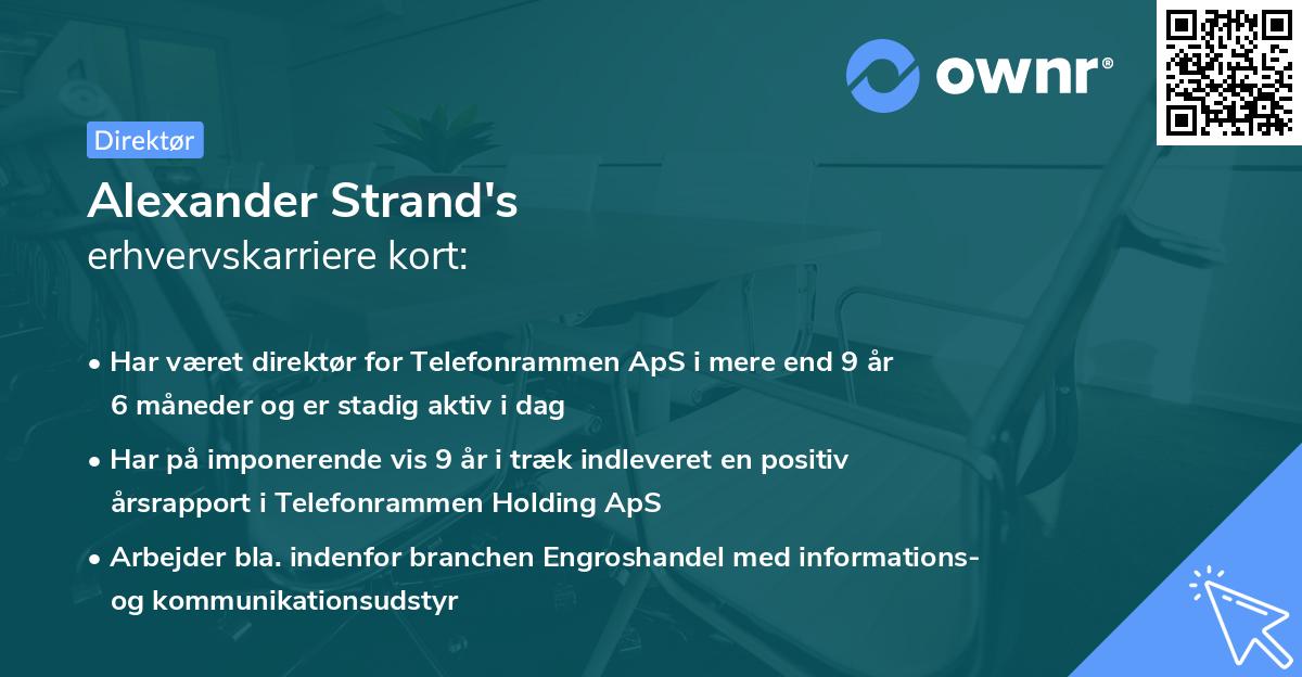 Alexander Strand's erhvervskarriere kort