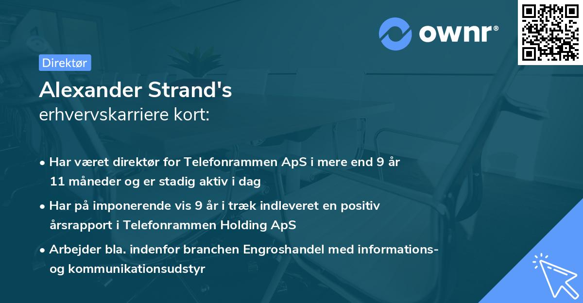 Alexander Strand's erhvervskarriere kort