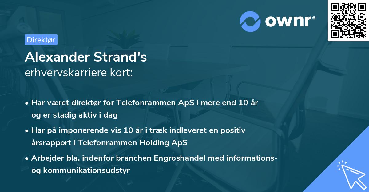 Alexander Strand's erhvervskarriere kort