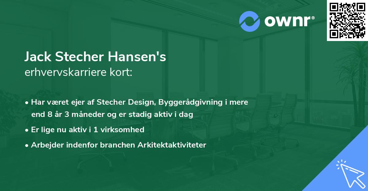 Jack Stecher Hansen's erhvervskarriere kort