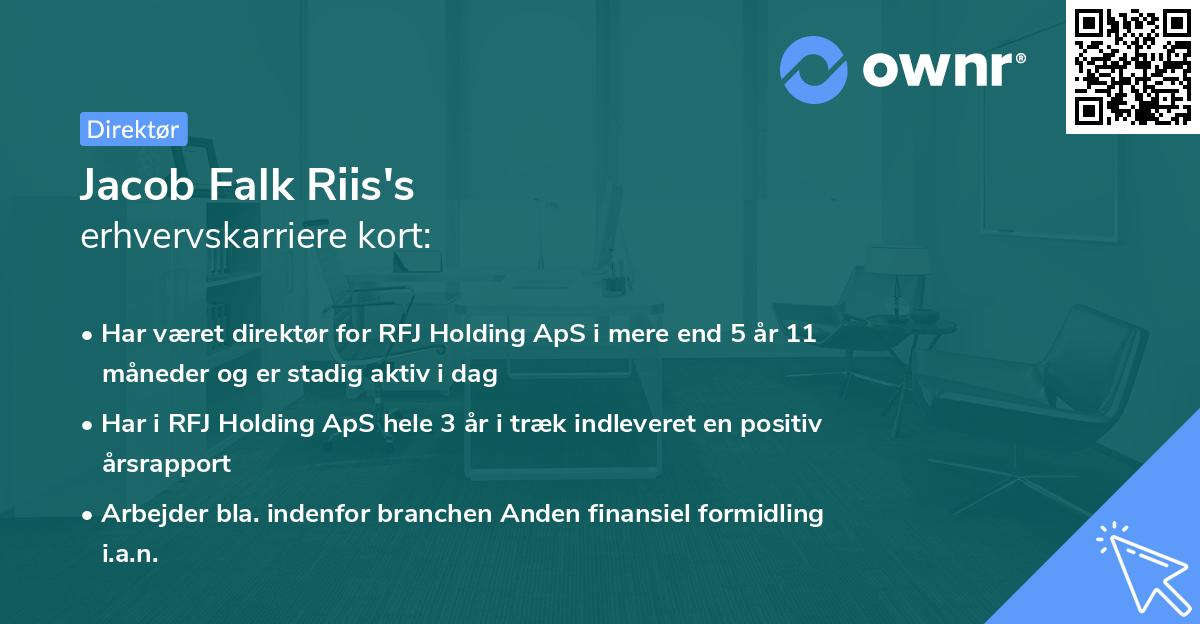 Jacob Falk Riis's erhvervskarriere kort
