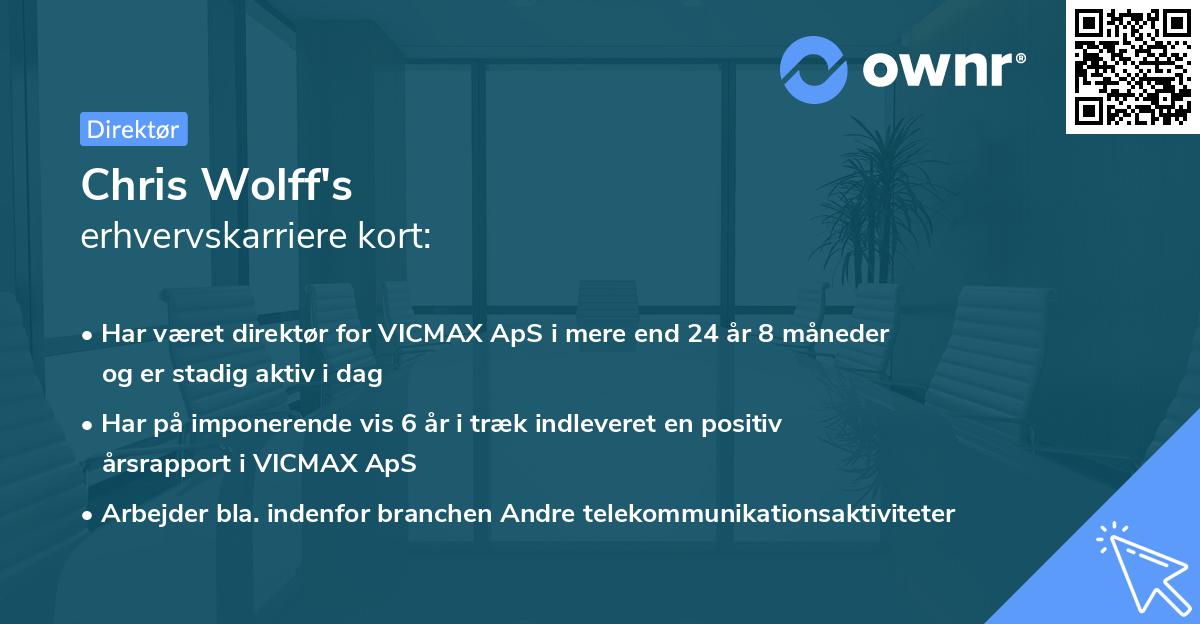 Chris Wolff's erhvervskarriere kort