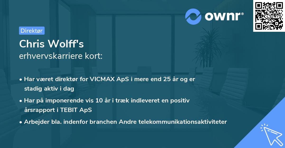 Chris Wolff's erhvervskarriere kort