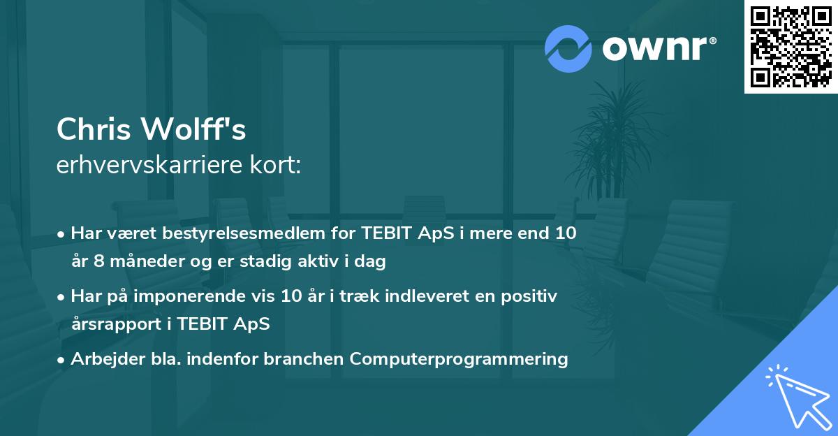 Chris Wolff's erhvervskarriere kort
