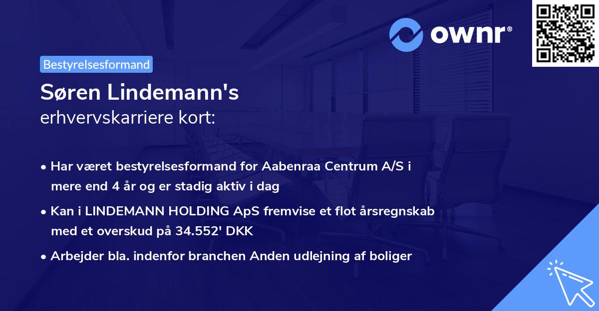 Søren Lindemann's erhvervskarriere kort