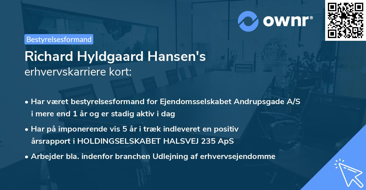 Richard Hyldgaard Hansen's erhvervskarriere kort