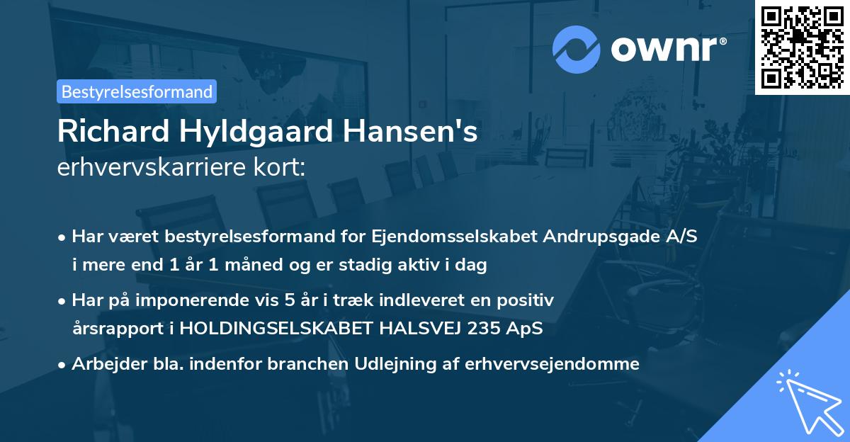 Richard Hyldgaard Hansen's erhvervskarriere kort