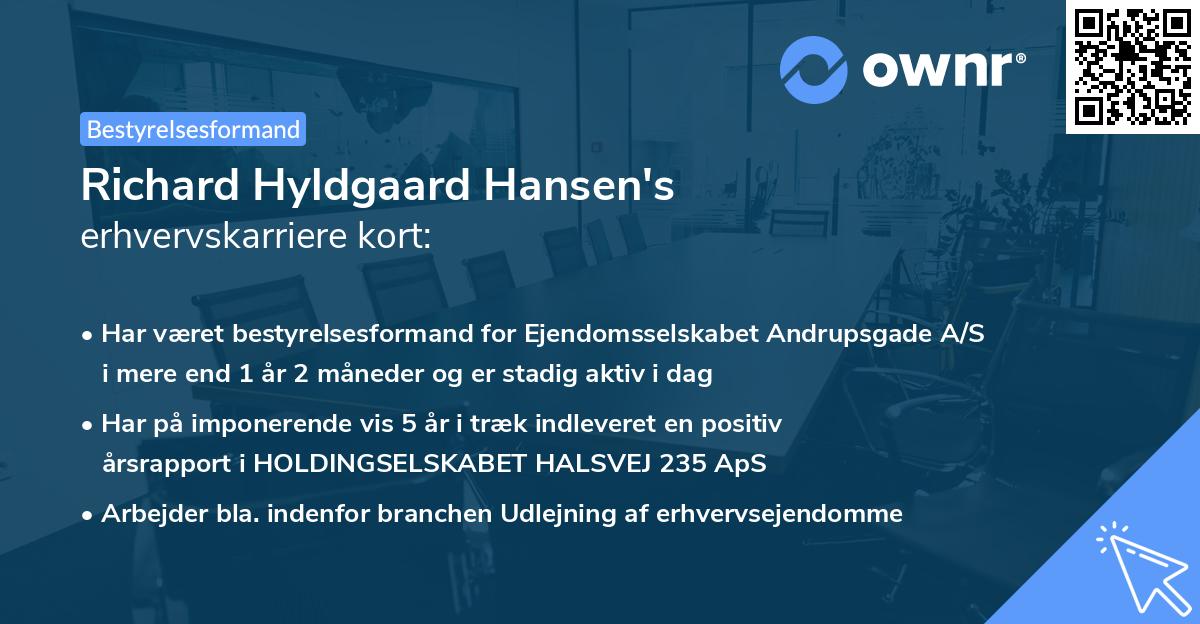 Richard Hyldgaard Hansen's erhvervskarriere kort