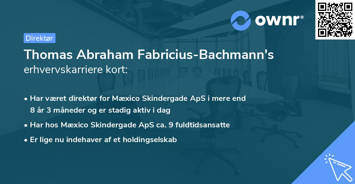 Thomas Abraham Fabricius-Bachmann's erhvervskarriere kort