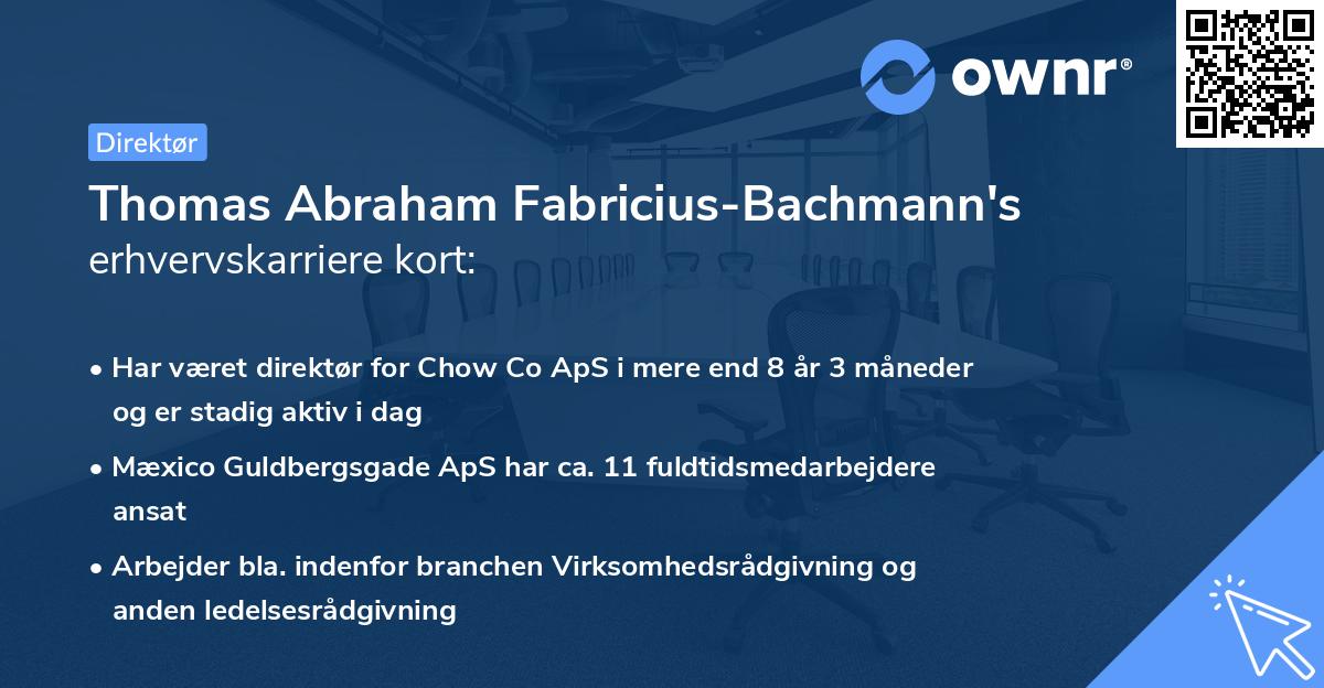 Thomas Abraham Fabricius-Bachmann's erhvervskarriere kort