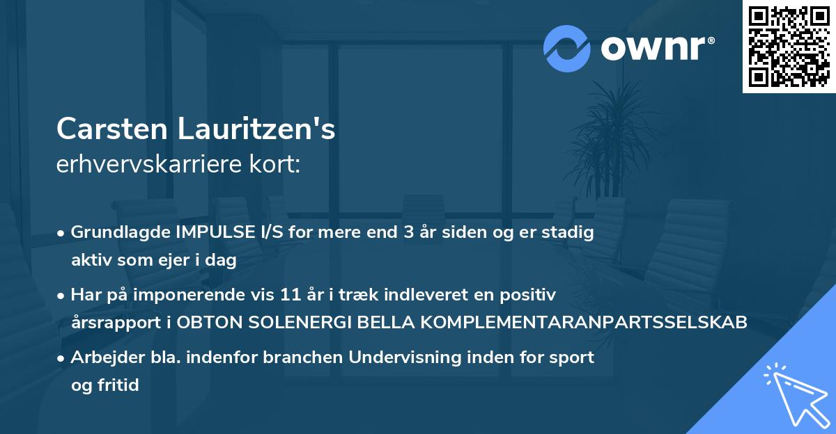 Carsten Lauritzen's erhvervskarriere kort