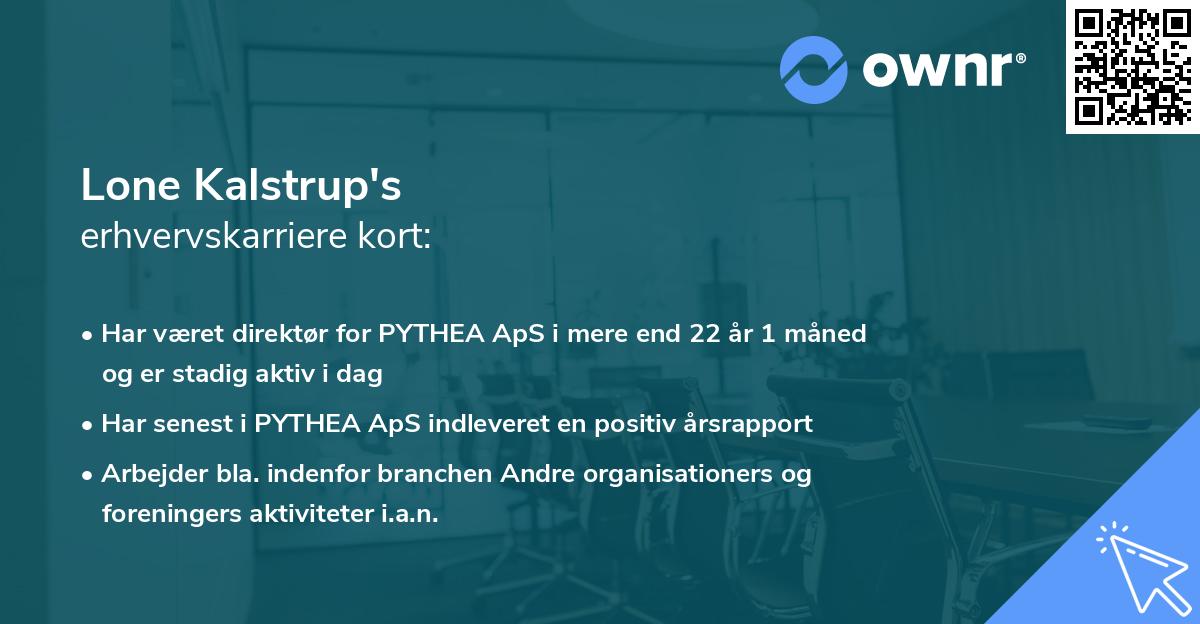 Lone Kalstrup's erhvervskarriere kort